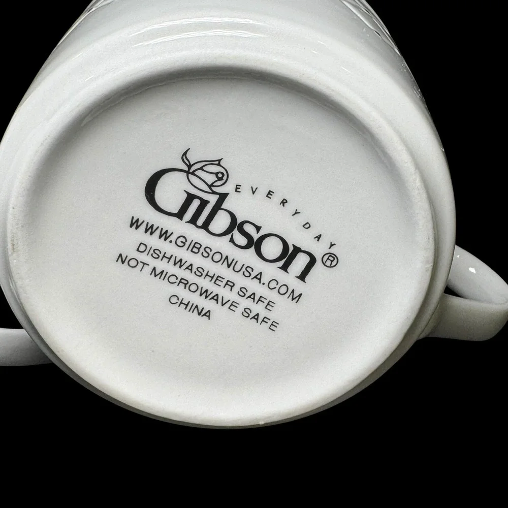 Gibson Golden Basket Flat Coffee Cup White and Gold‎ Set of 4
